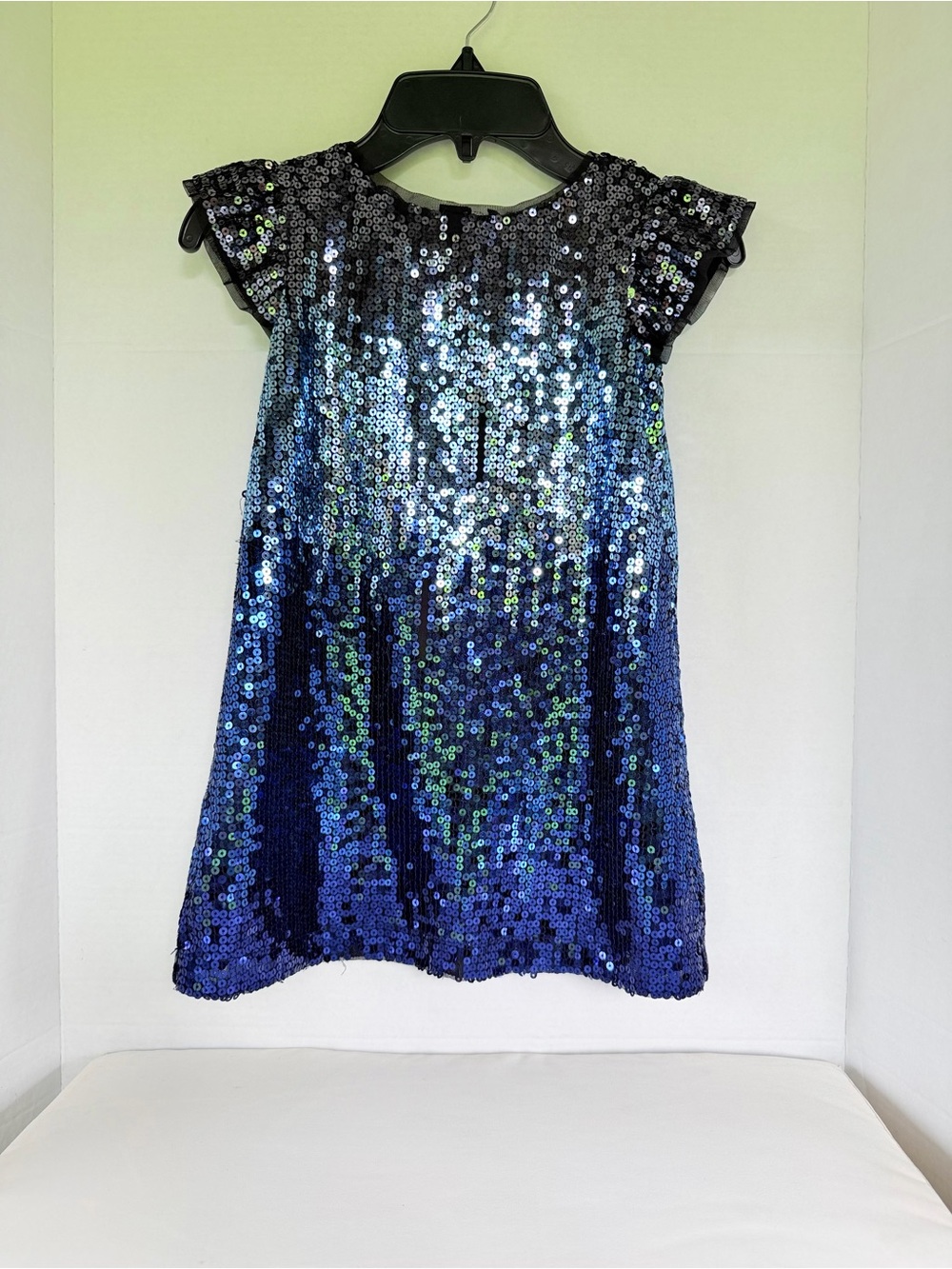 Gap Kids Girls XS 4-5 Sequin Party Dress Black Blue Multicolor Sparkle